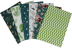 Jukway Tessuto di Cotone al Metro, 6 Pezzi 50 x 50 cm Stampati Tessuti e Stoffe a Metro 100% Cotone, per Cucito Creativo, Patchwork, Fai da Te, trapuntatura, Decorazione, Lavori manuali (Verde)