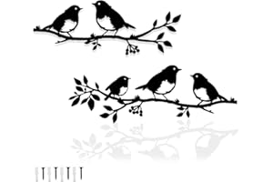 Pduoduo 2 piezas de arte de pared de metal pájaro en rama, pájaros de amor en una rama, silueta de pájaro de metal para sala de estar, jardín, dormitorio, oficina, decoración de pared