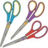 Westcott Easy Grip 3 Piece Mix Scissors | Set of 3 Universal Scissors with Comfort Grip | Extra Sharp and Durable Stainless S