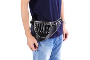 Yosoo Fondine in PU Pelle Borsa Utensili per Forbici e Accessori Barbiere Parrucchiere Professionale Porta Forbici, Passanti per Cintura - Nero
