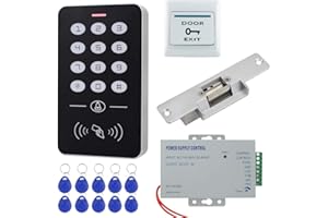 HFeng Door Access Control System with Electric Strikc Lock + RFID Access Control Keypad + DC12V 3A Power Supply Controller + 10pcs RFID Keyfobs Cards for Door Entry System