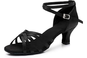 Rosefinch Zapatos de Danza Latina para Mujer Negro Profesional Zapatos de Baile de salón de Fiesta de Salsa de Baile práctica de Rendimiento Zapatos tamaño