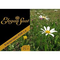 EleganSaat Kruterrasen Saatgut (RSM 2.4) - Niedriger und Trittfester Rasen  mit 20 Wildblumen-Arten, 83% Grser - 17% Wildkruter, fr 25m, Heimische  Pflanzen : Amazon.de: Garten