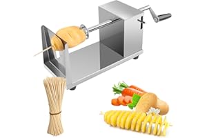 BORDEAG Affetta Patate a Spirale, Affettatrice a Spirale, Tagliapatate a Spirale, Per Patate, per Frutta, Verdura, Patate, Chip Tornado, Cetrioli O Carote, con 50 Bastoncini Di Bambù