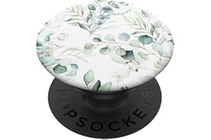 CUTE EUCALYPTUS WATERCOLOR FLORAL BLOSSOMS CO. PopSockets Pop Grip:Eukalyptus marineblaue Blüte Aquarell Blumen Zweige Blätter PopSockets mit austauschbarem PopGrip