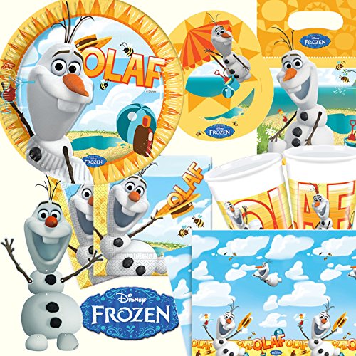 101-teiliges * FROZEN OLAF - DER SCHNEEMANN * PARTY SET für Kindergeburtstag mit 6-8 Kinder: Teller, Becher, Servietten, Einladungen, Partytüten, Tischdecke, Luftballons, Luftschlangen u.v.m. // Geburtstag Party Kinderparty Kinderfest Kinder Fete Disney Prinzessin Princess Die Eiskönigin