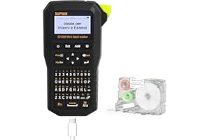 SUPVAN G15M Mini Stampante per Etichette da Tastiera Portatile, Compatibile con Carta 6-15mm/Tubi Termorestringenti/Etichette per Cavi, Batteria Ricaricabile, Ideale per Casa/Ufficio/Industria/Esterno