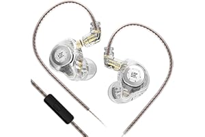 keephifi KZ EDX Pro KZ in Ear Monitor Auriculares Dual DD HiFi estéreo Sonido Escenario Auriculares con Cable Cancelación de Ruido IEM para músicos Cantantes audiófilos (Blanco,con micrófono)