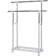 LOVE !T STORE !T Clothes Rack on Wheels, Metal Plastic, Chrome/White, 90-134x44x95-169 cm