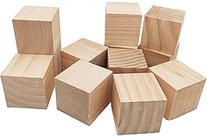 ANKTILY Holzwürfel 6 cm/12 Stück, unlackierte quadratische Holzblöcke, natürliche Holzblöcke für Handwerk, Schnitzen und DIY-Projekte