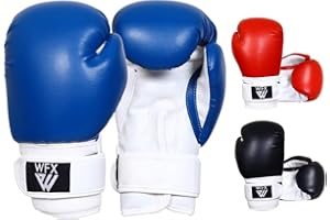 WFX Gants de Boxe pour Enfants pour Arts Martiaux, Sparring, Gants en Cuir très résistant pour entraînement MMA, Sac de Frappe, Muay Thai, Kick Boxing, garçons et Filles
