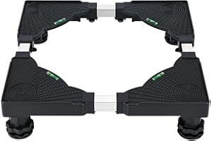 ORAGKE Base Lavadora con 4 Patas Antideslizantes, Plataforma con 4 Pies Antivibración, Carga 500KG, Soporte Ajustable para Lavadora/Secadora/Frigorífico, Ancho 43-62cm, Altura 11-12cm