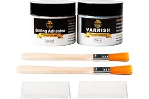 KIRIN Blattgold Kleber 100ml Set, Mit Wasserbasiertem Blattgoldkleber und Schutzlack, 2 Pinsel, 2 Einweghandschuhe, für Metallfolienblätter, Malerei, Vergoldung, Handwerk, Heimdekoration