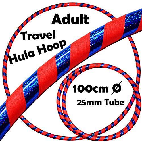 PRO Hula Hoops (Ultra-Grip / Glitter Deco) Gewichtetes TRAVEL Hula Hoop (100cm / 39 ') Hula Hoops Für Übung, Tanz & Fitness! (640g) KEINE Anleitung gebraucht - gleicher Tag Versand! (Orange / Blau Glitter)