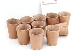 Ludomax 325134 Würfelbecher, 10 Stück Bundle, Echt Leder, genäht, ca. 9cm, Natur