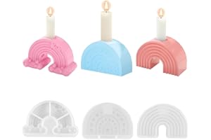 JREHUIG 3 Stücke Silikonform Kerzenhalter, Silikonform Epoxidharz, Silikonform Regenbogen kerzen, Kerzenformen zum Gießen, Kerzen Formen Silikon für DIY Kerzenständer Tablett (3)