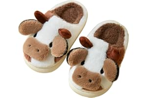 NIBESSER Cow Slippers for Women Fuzzy Plush Comfy Slippers Winter Warm Cozy Animal House Sliders Thick Sole Soft Pillow Slippers Cute Novelty Shoes Indoor Outdoor
