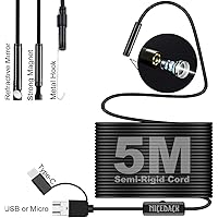 USB Inspektion Endoskop HD Kamera, Helligkeit einstellbar LED Leuchten mit 5,5 mm Objektiv 5M Extra lange 16.4FT Semi…