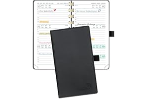 ‎POPRUN POPRUN Taschenkalender 2024 Klein 16,5 x 9 cm (Jan.2024-Dez.2024) - Kalender 2024 Ringbuch mit Softcover - Terminplaner 1 Woche 2 Seite mit 100 GSM FSC®-Zertifiziertem Papier - Schwarz