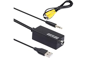 CERRXIAN Cyfrowy konwerter audio koncentryczny na 3,5 mm, adapter stereo RCA na 3,5 mm, dekoder DAC, zasilany przez USB z kablem Toslink