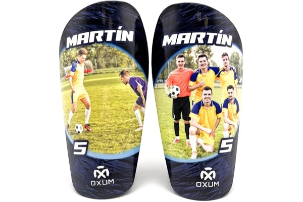 Oxum Sport - Protège-Tibias Personnalisés Football, Enfant, Adulte - avec Votre Photo, Dorsal et Nom - Pochette pour protège-Tibias Offerte - Gamme One