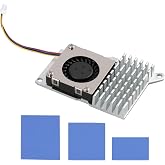Active Fan Heatsink for Raspberry Pi 5 - Super Quiet and Powerful CPU Cooling - Anodized Aluminum Heatsink with Thermal Pads