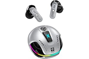 ZOMBIES CAT KopfhöRer Kabellos Bluetooth, Noise Cancelling Kopfhoerer, Bluetooth KopfhöRer Mit Tiefen BäSsen, Kabellose Bluetooth 5.4, RGB-Licht, In Ear KopfhöRer FüR Android iOS, B5 Silber