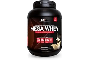 EAFIT- Mega Whey- construction musculaire pour la musculation- 43g de protéines de Whey+10g de BCAA+1,5g de créatine par shaker- Assimilation Rapide- Vanille- 750g- Creatine monohydrate