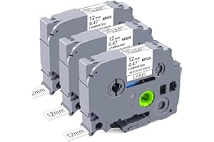 BEYONDTEK Replacement for Brother Label Printer Tape 12mm TZe-231 P Touch TZe TZ Tape 12mm 0.47 Laminated Black on White Compatible with Brother P-Touch Label Maker PT-E110 H100R H110 H101C