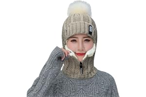 Lkdhuys Schalmütze Damen Winddichter Schal Hut 2 in 1 Frauen Flanell Schalmütze Winter Warm Ski Schal Damen Cycling Headwear Cap Ohrschutz Winddicht Hut Schal