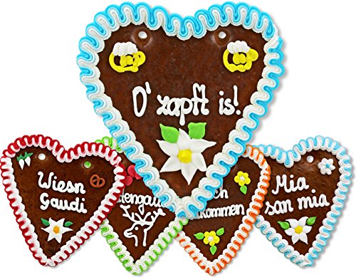 Preisvergleich Produktbild Lebkuchen Herz Mischkarton - 18cm - verschiedene Sprüche - 20 Herzen pro Karton - perfekt für jede Feier, als Wurfmaterial, zum Geburtstag, als Mitbringsel, Geschenk