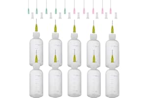 FIHODONE 10 Pièces Fiole e Liquide 20 Aiguilles Fines et 10 Capuchons, 50ml Flacon Pipette Seringue avec Aiguille,Flacon Vide pour Remplissage de Colle,Pipette Bouteille de Distribution pour Huile