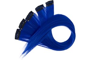 CAISHA 60cm 5 Parti Colorato Ciocca Meches Clip In Extension Extension Per Capelli Lisci Capelli Lunghi Parrucchino Blu Reale BST111