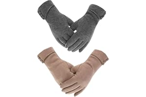 ‎LAMA LAMA 2 Paar Damen Winter Handschuhe Touchscreen Handschuhe Warmer Plüsch Handschuh Gefüttert Winddicht Handschuhe Dicke Winterhandschuhe Frauen Damen Mädchen
