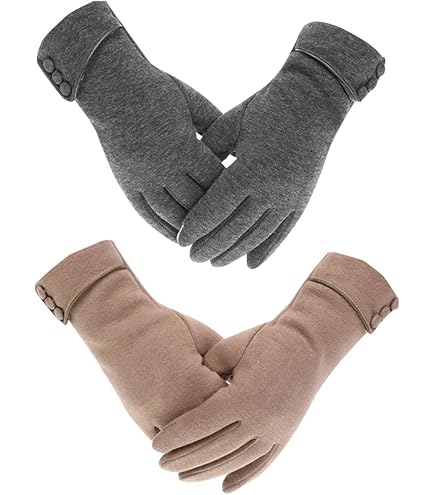 Feelorna Warme winterhandschoenen voor dames, met fleece gevoerde handschoenen, thermisch touchscreen, windhandschoenen voor buiten, roze A, Eén Maat
