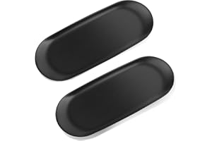 Salubohum 2 Stück Tablett, Dekoteller, Edelstahl Deko Tablett, Oval, für Desserts, Kosmetik, Schmuck, Kerzen, Schlüssel (23 x 9,5 cm) (Schwarz), B101