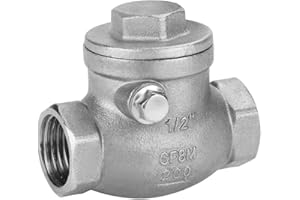 Clapet Anti-retour,Akozon 1/2" DN15 en Acier Inoxydable Filetage Femelle à sens Unique WOG 200PSI Clapet anti-retour oscillant pour Eau Huile vVapeur