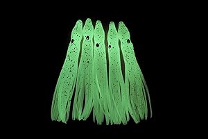 Tigofly 12 pz 6 cm gonne luminose in gomma calamari che si illuminano al buio morbido polpo pesca esche tonno vela pesce esche artificiali (colore 1)