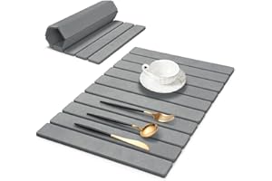 DAWNTREES Stone Drying Mat for Kitchen Counter, 40x30 cm Large Stone Dish Drying Mat Foldable, Absorbent Diatomaceous Earth Bath Mat Quick Dry for Kitchen Dishes Bottles Cups Bathroom Any Countertop