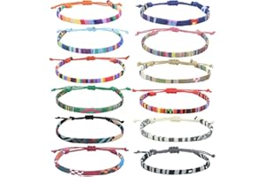RXKFIGX 12 PCS Pulseras Surfista Ajustables Amistad Pulseras de Tejidas Pulseras de Playa Hechas a Mano Bohemias Trenzadas Coloridas Tobilleras Pulsera de la Amistad para Niñas y Niños