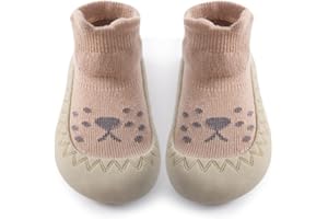Exemaba Baby Sockenschuhe Rutschfeste Niedlicher Cartoon Weicher Stricken Babybodenschuhe Kleinkind Schuhe 1-Paar
