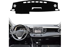 REMOCH Copertura per cruscotto per Toyota Rav4 2018 2017 2016 2015 2014 2013, Copertura per cruscotto su Misura per Console Centrale, Protezione Solare RAV 4 Pad (Finiture Nere)