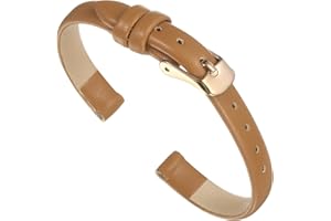 sourcing map Multi-sizes Genuine Leather Band, Flat Thin Elegant Leather Watch Strap for Men and Women