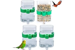 Liwein 4 Piezas Comedero Automático de Semillas y Dispensador de Agua para Pájaros - Alimentador para Jaula de Mascotas Loros (Transparente)