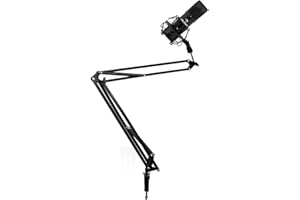 auna MIC-900B - Studio Mikrofon Set, USB-Mikrofon, Kondensatormikrofon mit Schwenkarm und Tisch-Mikrofonhalterung, 3/8 zu 5/8 - Adapter, 320Hz-18KHz, Mikrofonspinne, Mikrofonhalter, schwarz