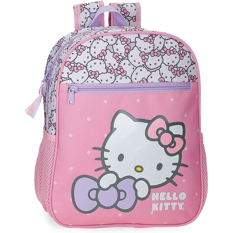 Zaino Scuola Per Bambini HELLO KITTY & KUROMI - Grigio, Dimensioni 39x29x12 Cm, Spallacci Regolabili