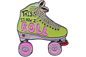 QUREZA This is how I roll roller skates enamel pin retro skating brooch funny puns Roller Derby badge vaporwave aesthetic 80s kids gift, Metal, no gemstone