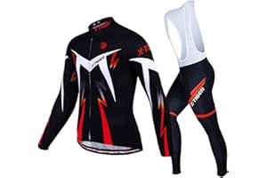X-TIGER Ropa de Ciclismo de Invierno para Hombre con Pantalón Acolchado de Gel 5D Y Culotte con Tirantes + Conjunto de Camiseta de Ciclismo