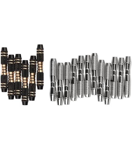 12 Barils De Fléchettes ECSiNG – 14g, Filetage 2BA, Longueur 49mm, Diamètre 7.5mm, 6 Noirs + 6 Argentés, Joints Toriques Inclus