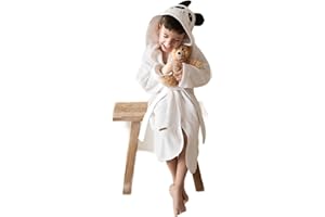 ELY PARKER Albornoz de Baño Niños y Niñas, Tela de Toalla de Algodón Turco, con Capucha, Animal, Súper Suave, Absorbente, Cómodo, Grueso